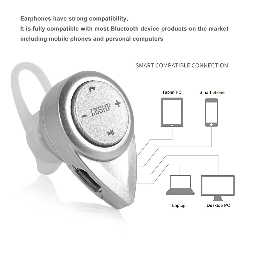 LESHP A9 Portable Mini Stereo Wireless Earphone Phone Headphone Headset V3.0 + EDR For Iphone IOS Mobile Phone PC