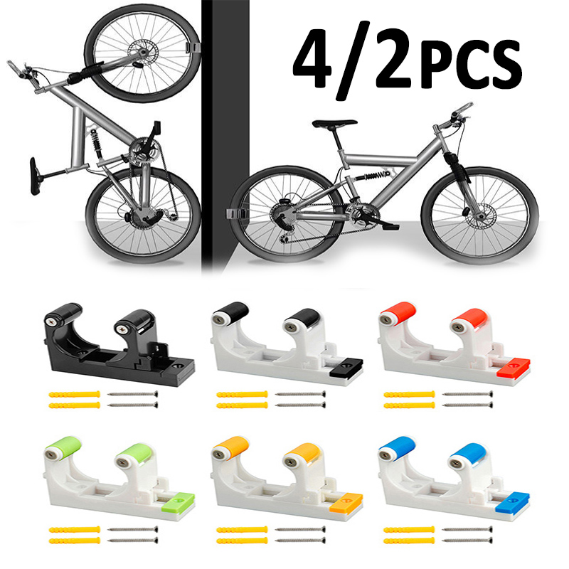 Soporte de pared para bicicleta de 2/4 piezas, colgador de hebilla ajustable, soporte para bicicleta Vertical Horizontal, almacenamiento, accesorios de tubo de 1,0-2,8 pulgadas