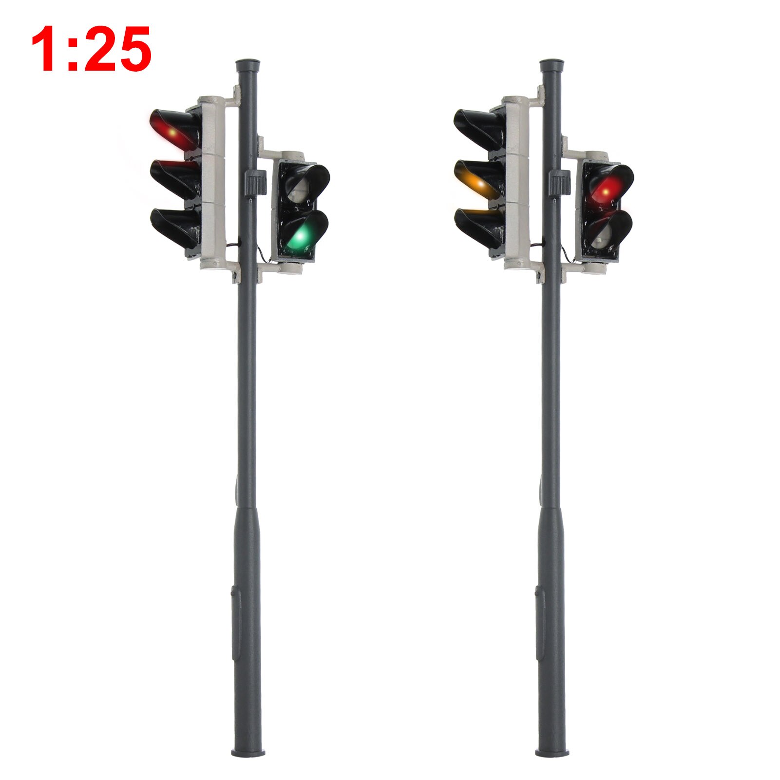 2pcs G Scale 1:25 Crossing Traffic Signals 5-LEDs Road Street Block Signal Light 14.5cm JTD2510