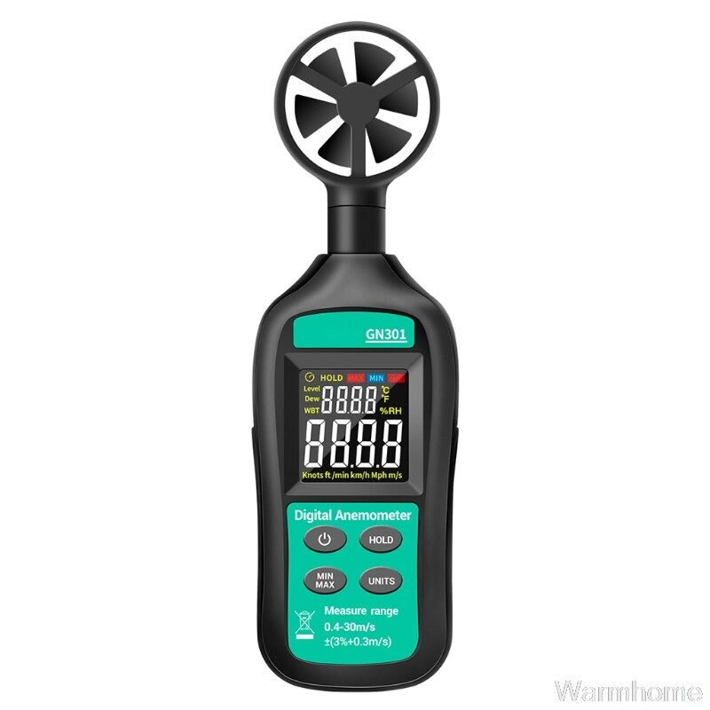 GN301 Digitale Anemometer 0-30 M/s Windsnelheid Thermometer Hygrometer Tester Anemometro Met Lcd Backlight Display O01 20
