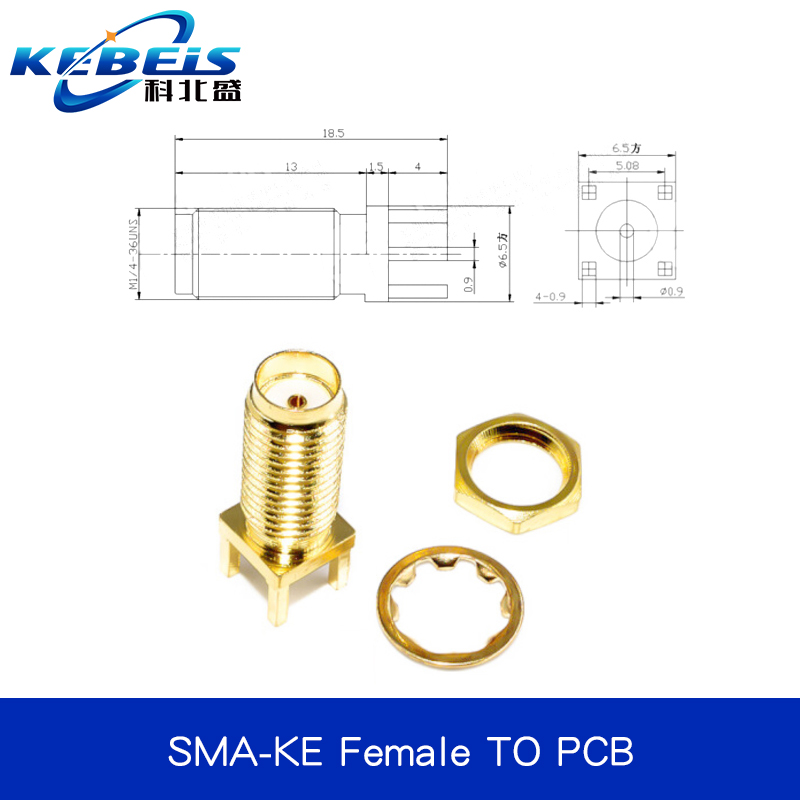 2Pcs SMA SMA-KE/KWE/KHD Female Jack Male Plug Adapter Solder Edge PCB Straight Right angle Mount RF Copper Connector Plug Socket: Blue