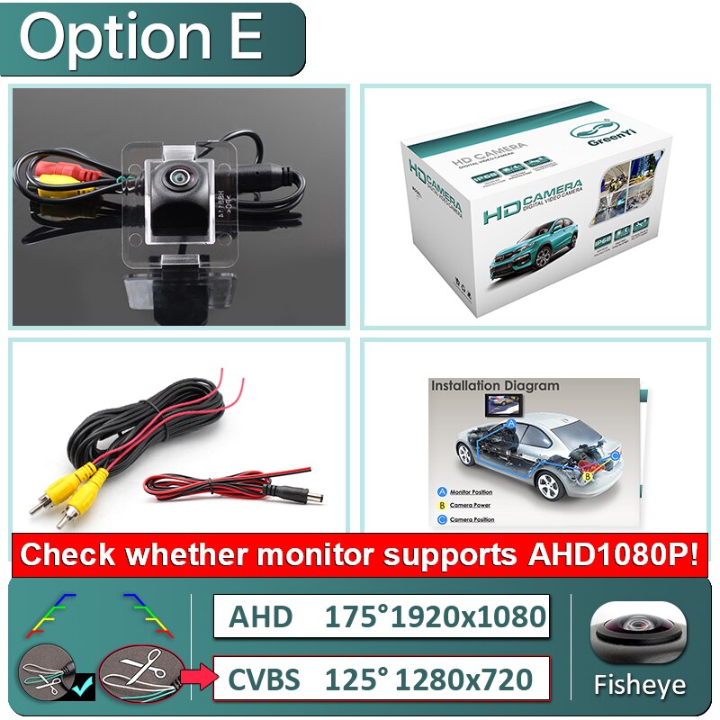 GreenYi HD AHD 1080P 170 Degree Fisheye Lens Vehicle Rear View Camera For Mercedes-Benz GLK Car: E-AHD1080P-175deg