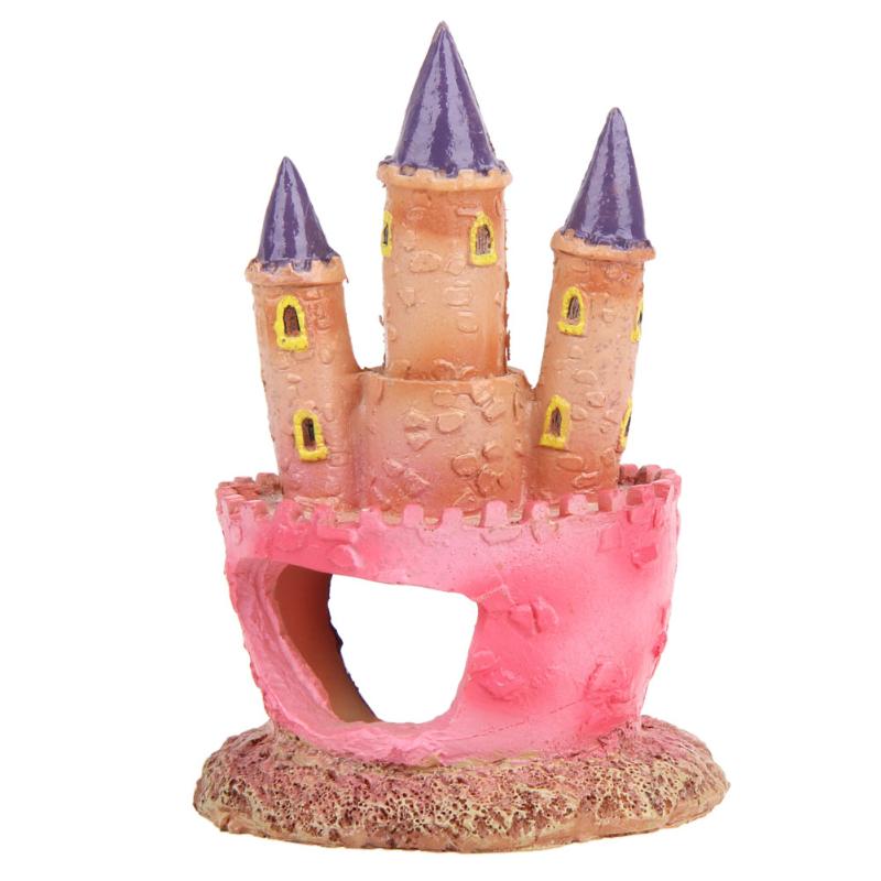 Cartoon Pink Resin Castle Aquariums Fish Tank Landscape Decorations Tower Ornaments for Aquatic Fish Pets Supplies