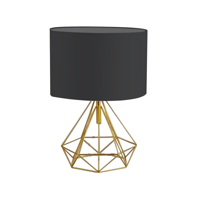 nordisch retro Geometrische schreibtisch lampe Gold Schwarz Weiß Hohl Diamant Tuch schatten Tisch Lampe Schlafzimmer Wohnkultur Leuchten: Blau / Gold