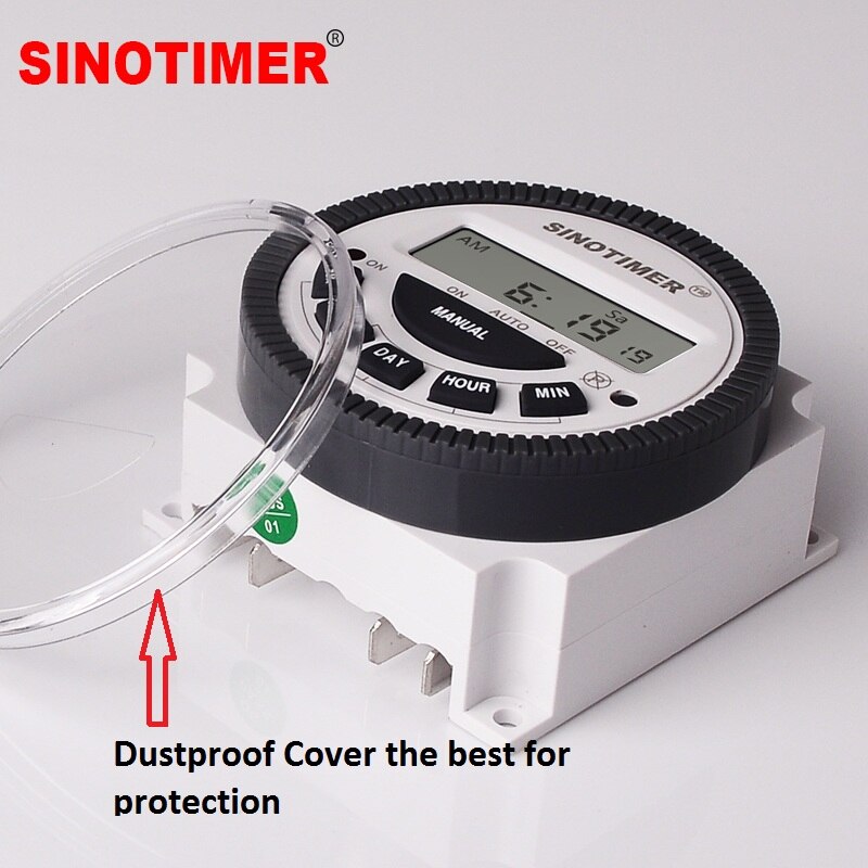 120V AC 7 Days Weekly Programmable Digital Timer Lighting Switch Output 110V Voltage Inside Battery with Dustproof Cover