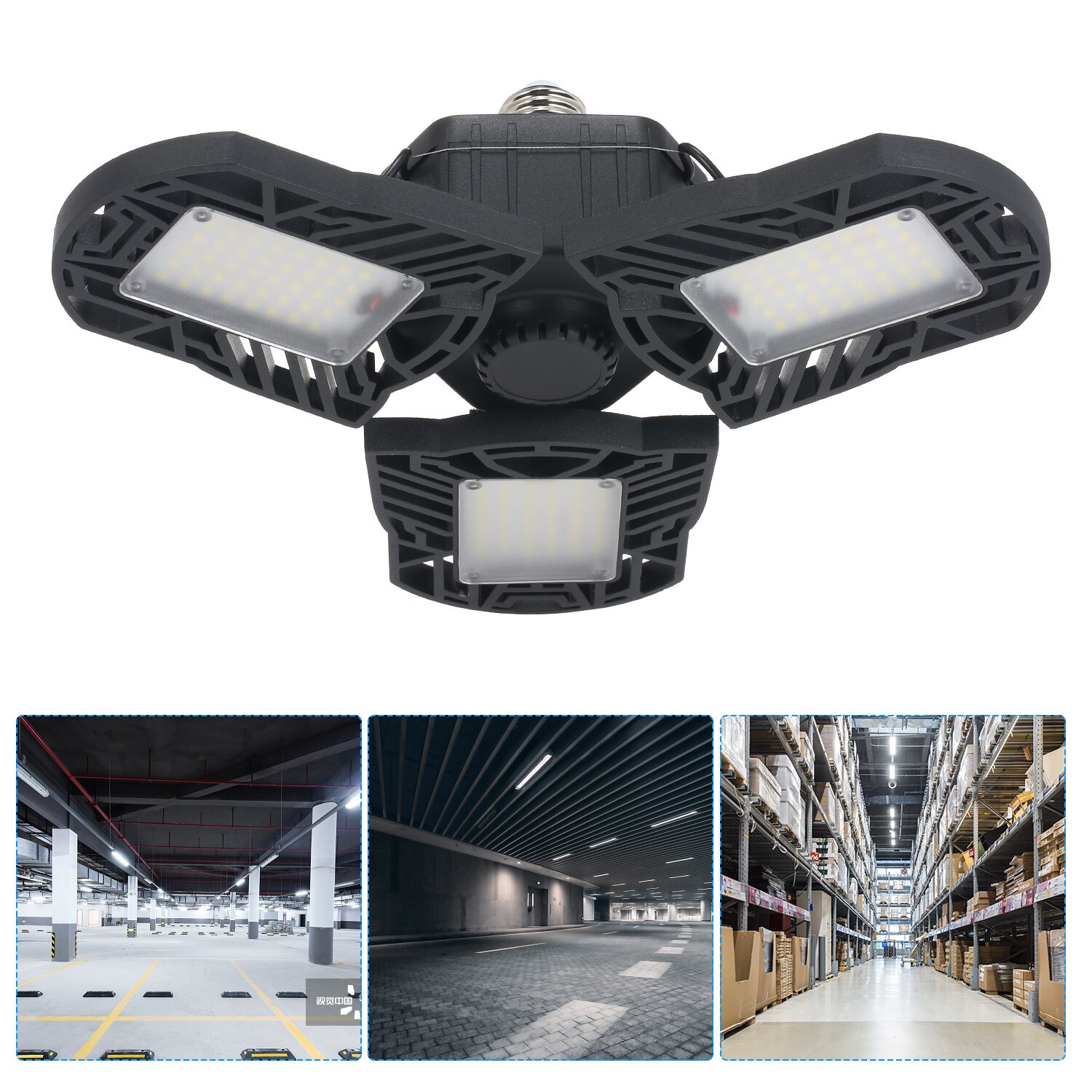 LED Garage Parking Light AC85-265V 6000lm Deformable Lamp Foldable E27 / E26 Bulb Interface for Indoor Lighting