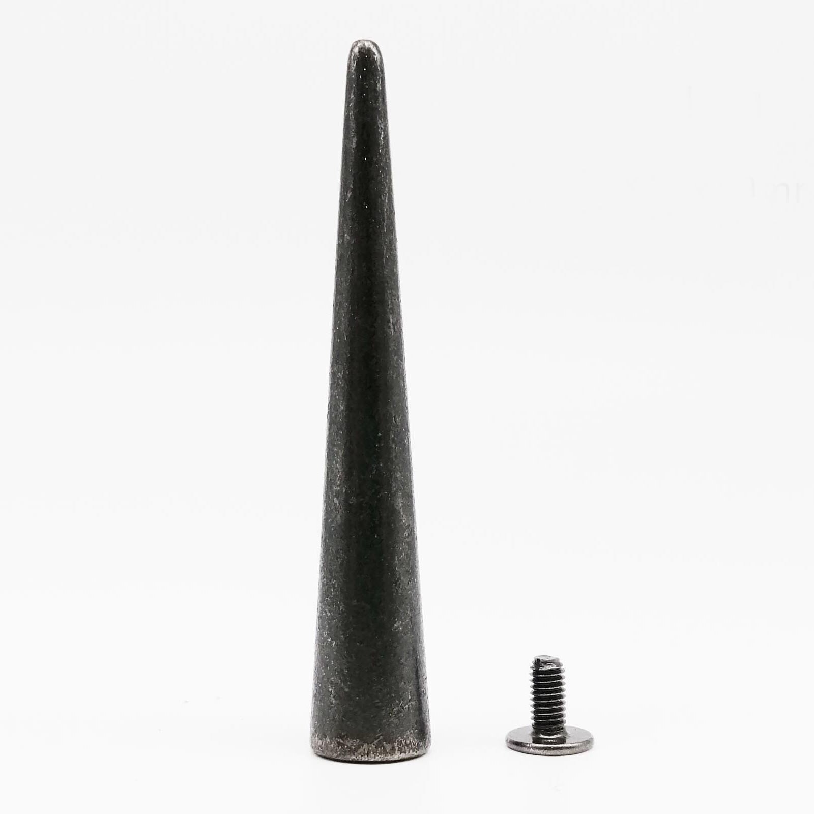 10 sets 10x54mm Metal Decor Punk Bullet Warhead Spike Cone Screwback Screw Rivet Stud For DIY Leather Crafts Bag Belt Jacket: black