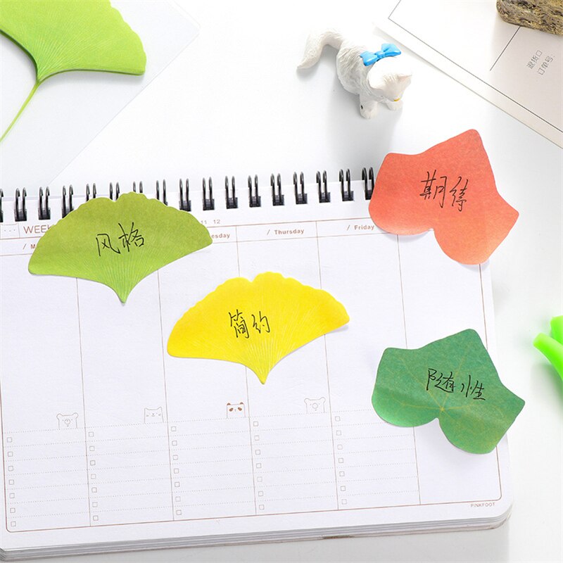 DL Koreaanse briefpapier simulatie bladeren gemak sticker van Ginkgo biloba nota N sticker decoratie