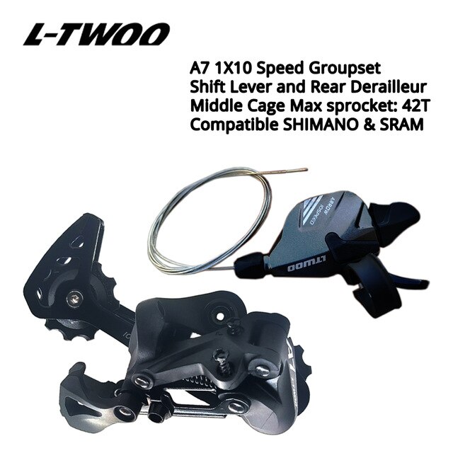 LTWOO-Grupo de cambio de marchas de 10 velocidades, palanca de cambio de 10 s y 10v, interruptores desviadores traseros compatibles con SRAM y SHIMANO, modelo A7 1X10: Middle Cage Groupset