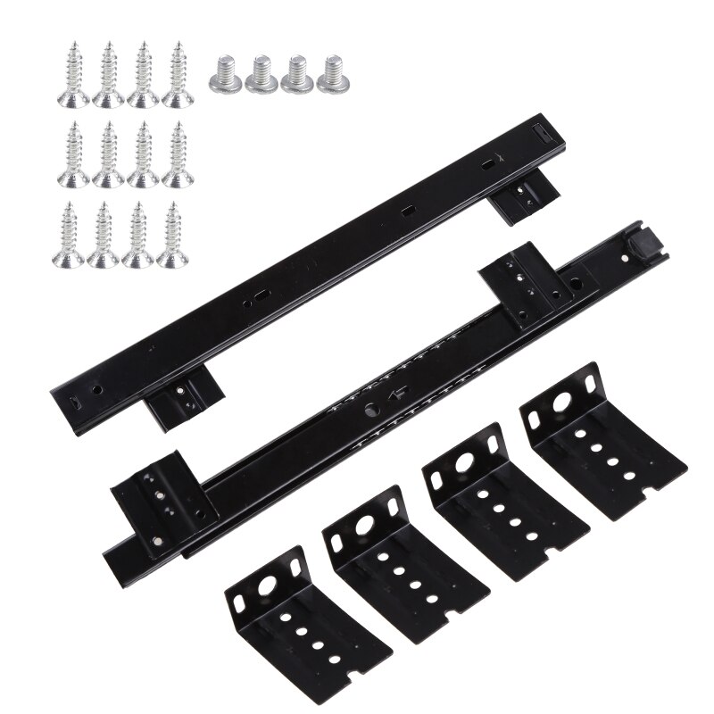 1 Pair Heavy Duty Ball Bearing Slides Computer Keyboard Drawer Tray Accessories Cabinet Furniture Rail Rack with Adjustable Q84D