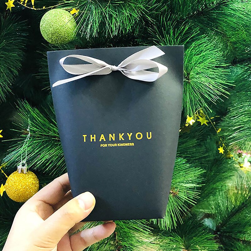 Black White Bronzing "Merci Candy Box Exquisite French Thank You Packaging Candy Kraft Paper Bag Wedding Dragee Box