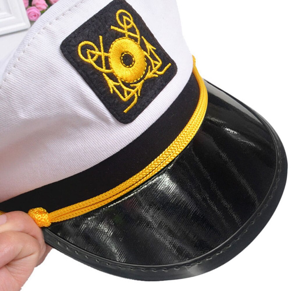 Navy cap flat top white adult adjustable and non-adjustable two polyester materials for comfortable wear