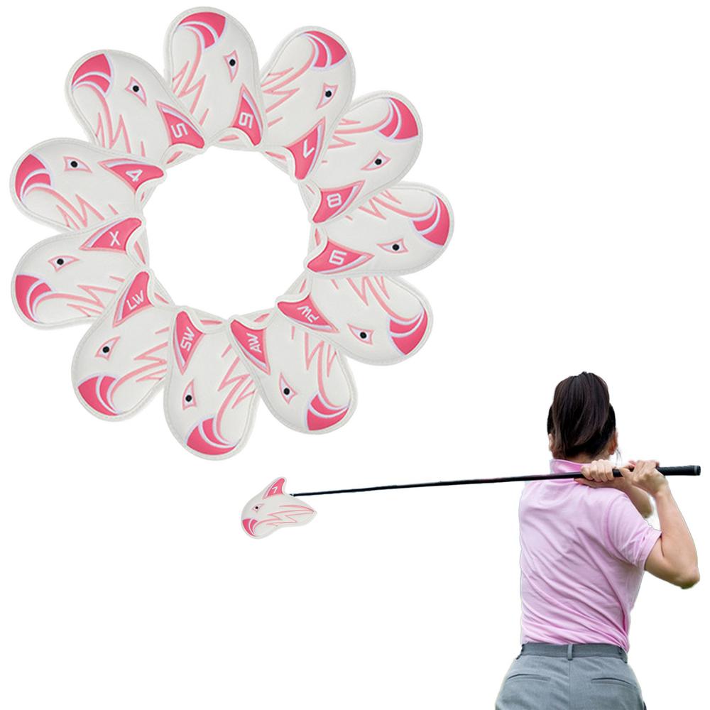 Eisen abdeckungen für Golfschläger Golf hybrid Kopf bedeckung 11 stücke Schutzschläger abdeckungen wasserdichte Golfschutz-Kopf bedeckung mit Nummer: Rosa