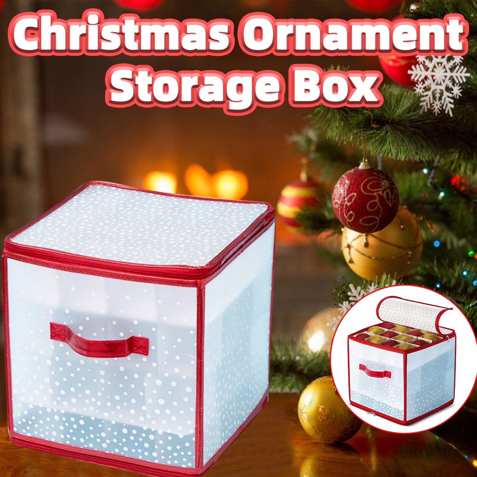 Ornement 64 grille boules boîte de rangement arbre de noël décoration boule organisateur sac pour noël fête décoration boîte Case grande taille