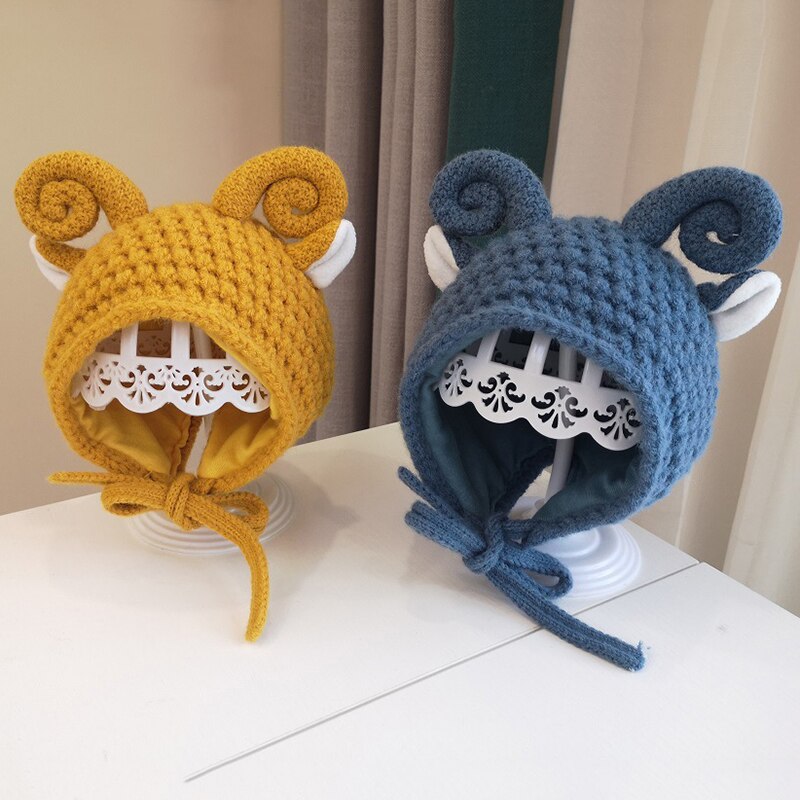Winter gebreide warme babymuts schattige shofar baby jongen meisje muts oorbescherming mutsen effen kleur kinderen kindermutsen