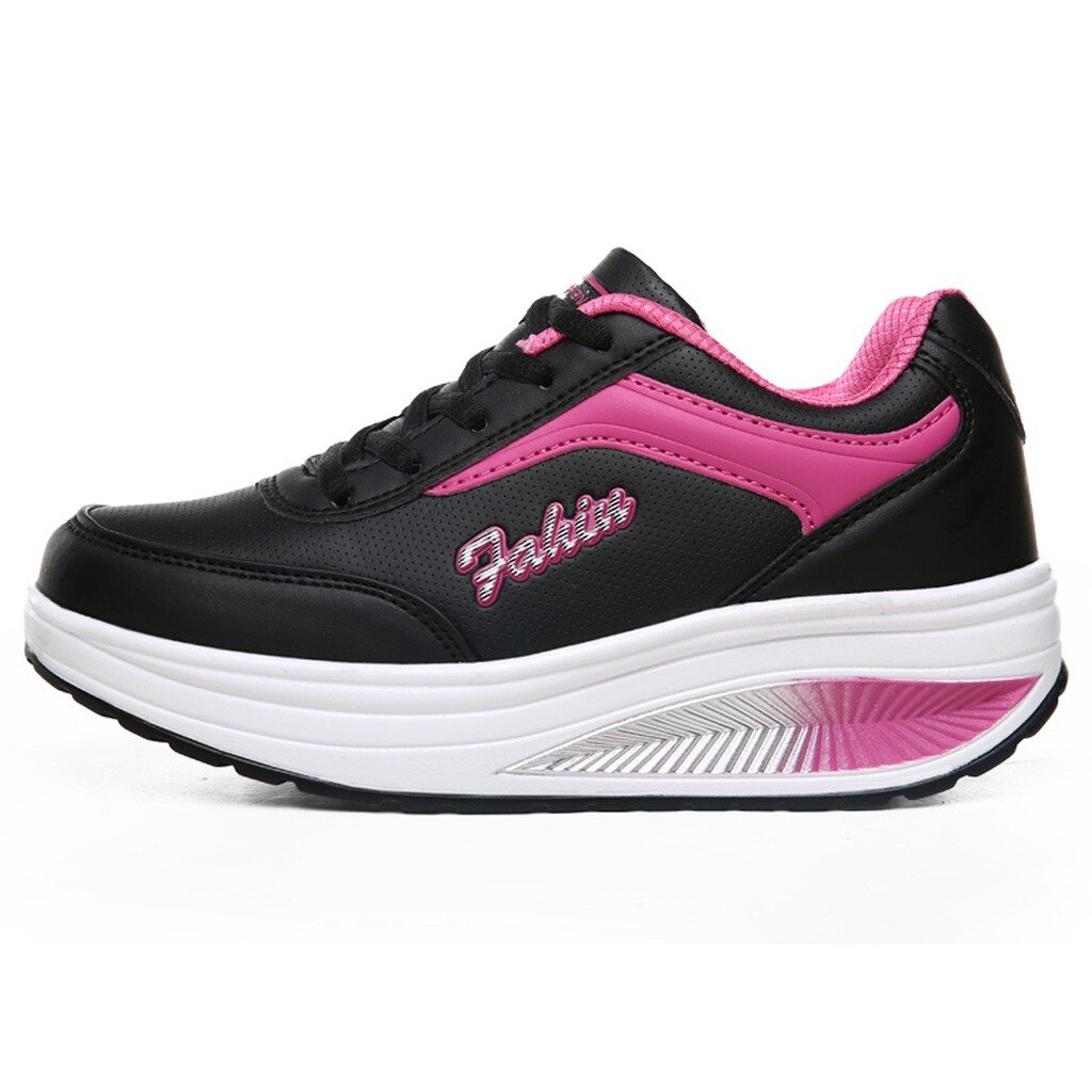 Naiset keinuvat kengät nahka vedenpitävä alusta urheilukengät nainen kiilalenkkarit korkeus kasvavat keinukengät zapatos de mujer