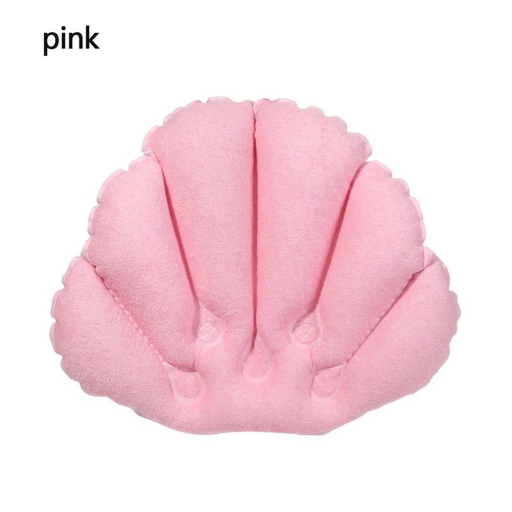 Coussin de bain gonflable en forme de coquille, pour Spa à la maison, coussin de baignoire pour le cou, Support de coussin avec ventouses: pink
