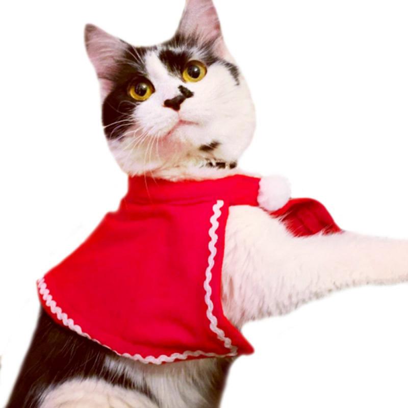 Ropa para perro y gato Kawaii, gorro rojo de Papá Noel cálido, bufanda para la cabeza, ropa de Navidad, disfraz de cachorro, gatito, capa, decoración del hogar