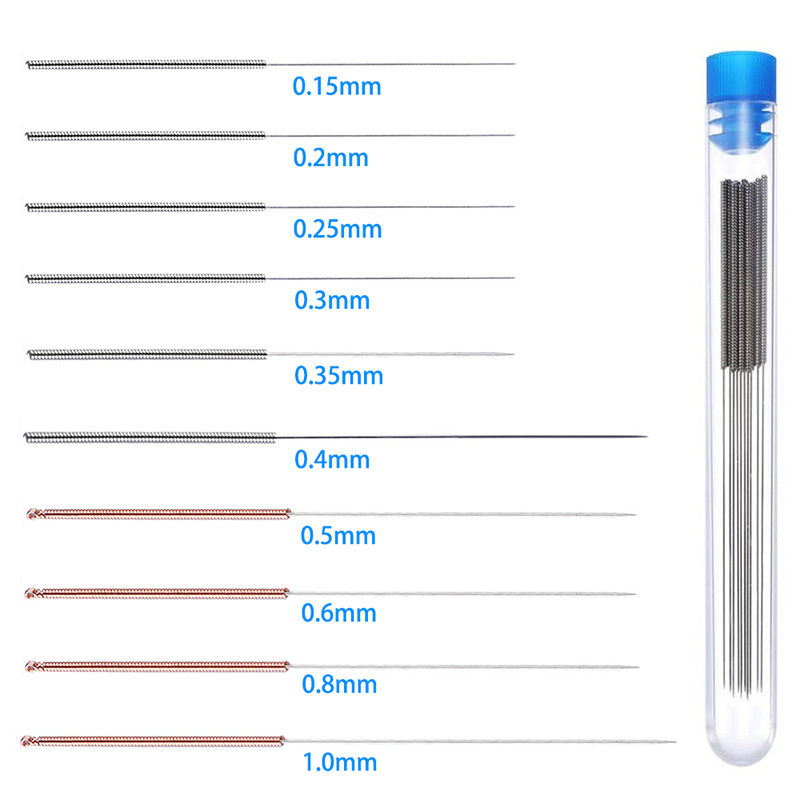Kit de limpeza de bico de impressora 3d, 0.2/0.3/0.4/0.5/0.6/0.8/1.0mm, agulhas de limpeza de bico de aço inoxidável, limpador de bico de impressora 3d