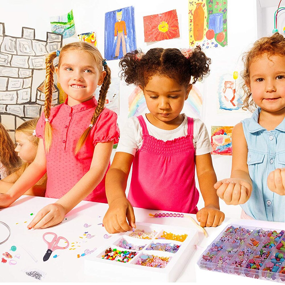 720 Stuks Kids Diy Armband Ketting Kralen Sieraden Maken Kleurrijke Acryl Kralen Met Bonus Accessoires Voor Meisjes