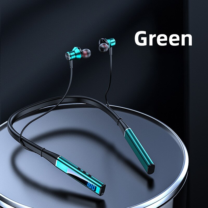 5.1 Bluetooth Headphon 100 Uur Afspelen Bass In Ear Headset Draadloze Earphon Nekband Waterdichte Hoofdtelefoon Tf Card Magneet: WBP18-Green