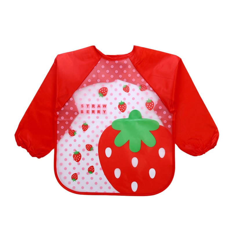 Waterdichte baby slabbetjes, eva, lange mouwen, kinderschort, lange mouwen, voedingsschort, slabbetjes, eetborstplaat, babykleding voor kinderen: Rode aardbei