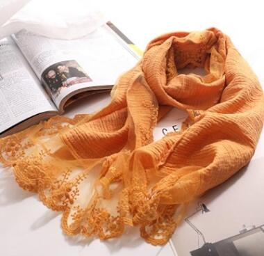 ¡Novedad de primavera y otoño de ! Bufandas coreanas de algodón de dulce princesa, bufanda fina de encaje para niñas de invierno: Yellow