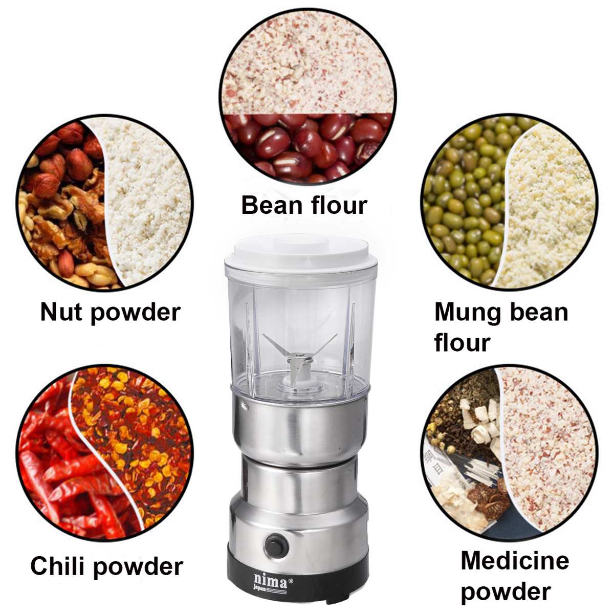 300W Portable Home Coffee Machine Coffee Bean Grinder 500ml Blenders Electric Blender Stainless Steel Nut Grinder Kitchen Tool