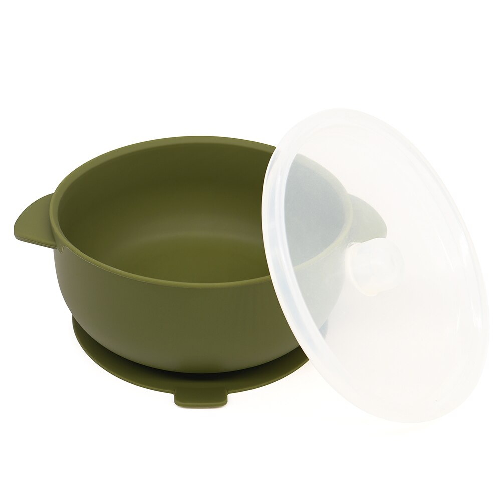 Bols en Silicone pour bébé, bols plus colorés pour bébé, vaisselle d'alimentation pour bébé, assiettes dessin animé enfants, vaisselle pour bébé sans BPA: Army Green