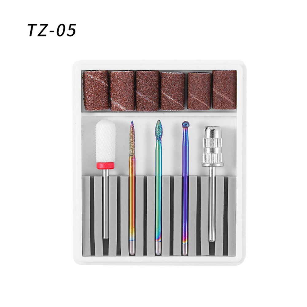 5 Pcs/Set Tungsten Steel Nail Drill Bit Drill Bits for Art Decoration Punte Fresa Unghie Tip Sander Nails Ceramic: gj0437-05