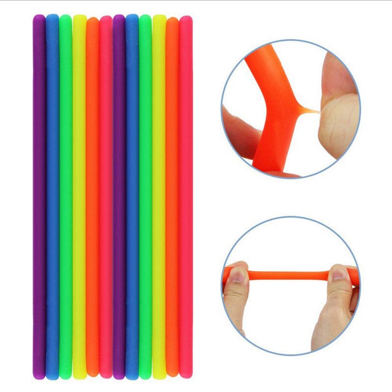 4Pcs Soft Rubber Sausage Noodle Elastic Rope Toys Stretch String Decompression Toy Stretchy Fidget Relief Stress Vent Toys