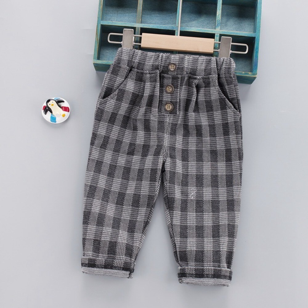 Baby Boys Girls Long Pants Autumn Children Kids Infants Clothes Plaid Trousers Pant S11115