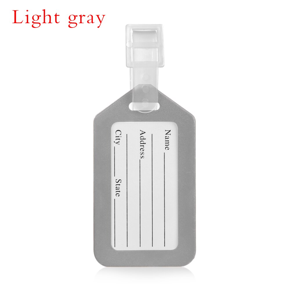 1 Uds. porta Dirección de identificación para maletas de viaje, etiqueta de equipaje de plástico, etiqueta de equipaje, etiqueta portátil, accesorios de viaje para hombres y mujeres: Gris claro