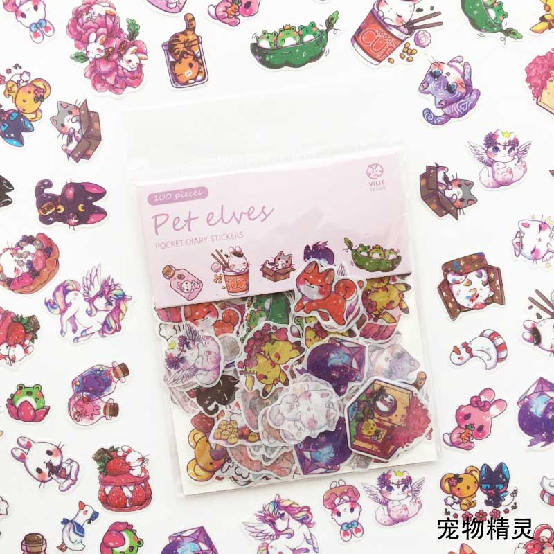 100 X Kawaii Girls Decorative Stickers Cartoon Animal Scrapbooking Stickers For Journal Planner Diy Crafts Scrapbooking Diary: 4