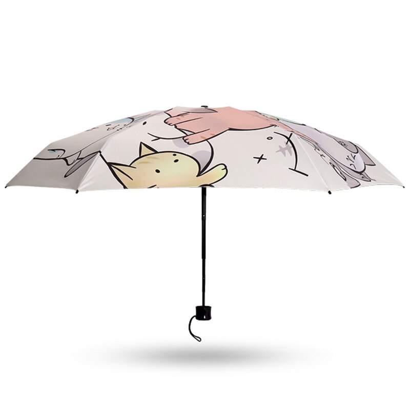 Mini-zonneparaplu regen vrouwen kat zwarte coating zonnebrandcrème merk pocket 5 opvouwbare paraplu's kinderen guarda chuva paraguas