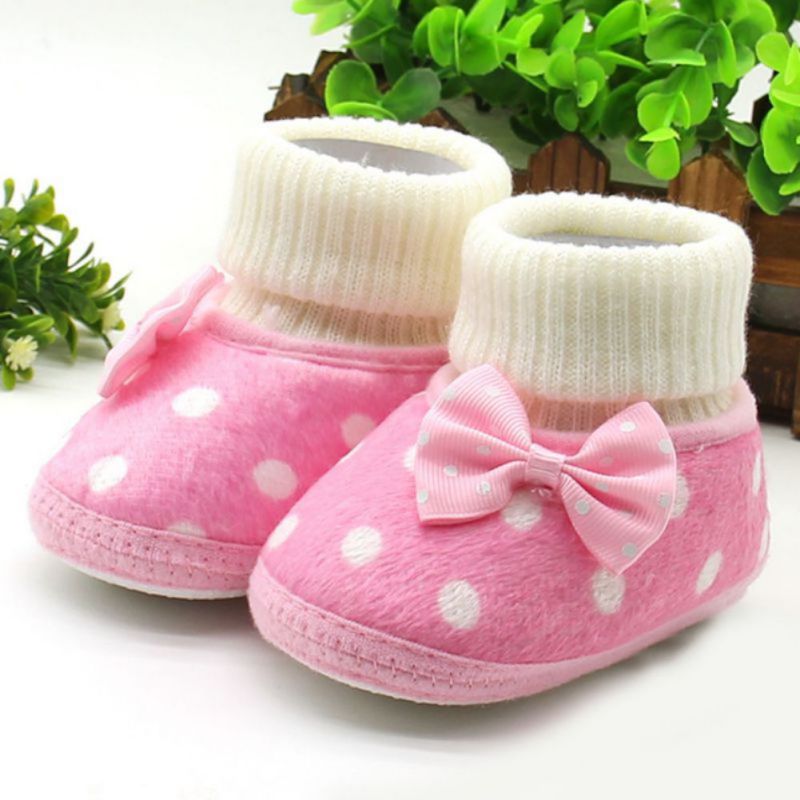 Bebe Wieg Sneeuw Breien Booty Baby Meisje Strik Fleece Snowboots Mocassin Laarsjes Prinses Schoenen