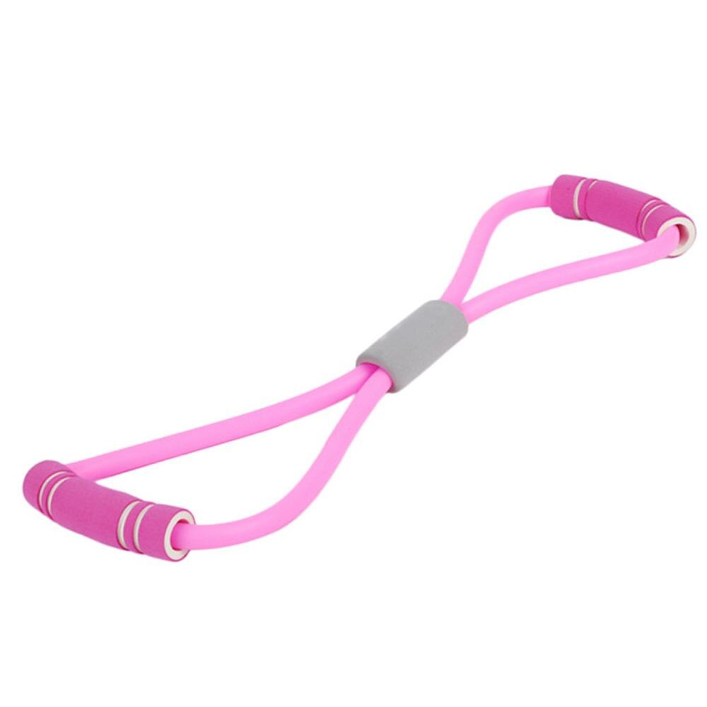 Home Sport Fitness Yoga 8 Shape Pull Rope Tube Equipment Tool Gym Exercise Rally 77HC: Pink