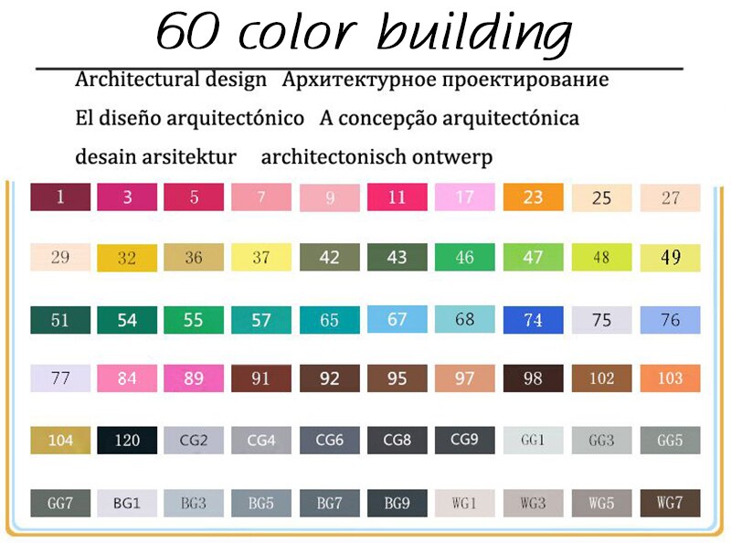 Marqueurs TouchFIVE 30/40/60/80 couleurs Art marqueurs ensemble double tête artiste croquis gras à base d'alcool marqueurs pour Animation Manga: 60 color building
