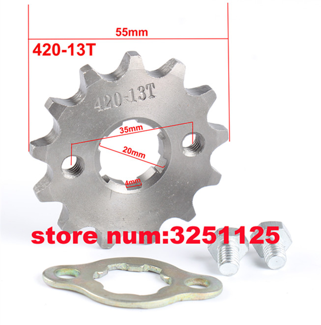 Atv 420 18 tand 20mm front motor kæde tandhjul gear til 50cc - 160cc kinesiske 4 hjulede quad pit dirt monkey cykel motorcykel: 13t