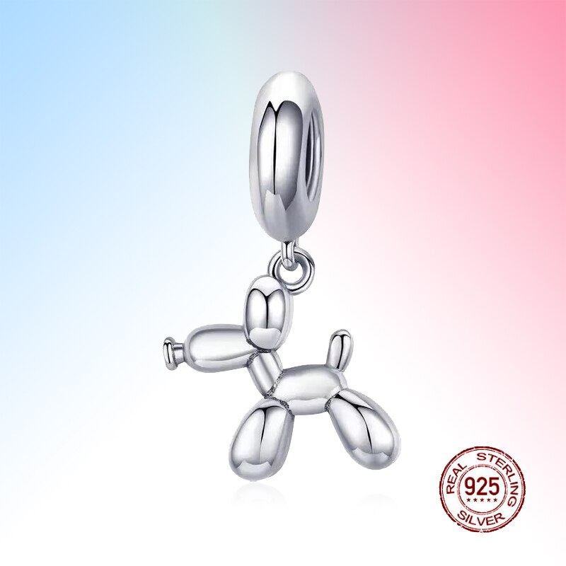 Balon wisiorek z psem zwierząt nadające się robić uroku oryginalny patelnia bransoletka kobiety bijoux naszyjnik biżuteria oryginalna 925 szterling srebro