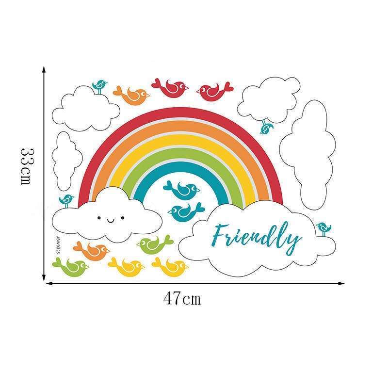 Vacclo Watercolor DIY Rainbow Rain Wall Sticker Living Room Bedroom Children Room Background Wall Self-adhesive Paper Wallpaper: 4