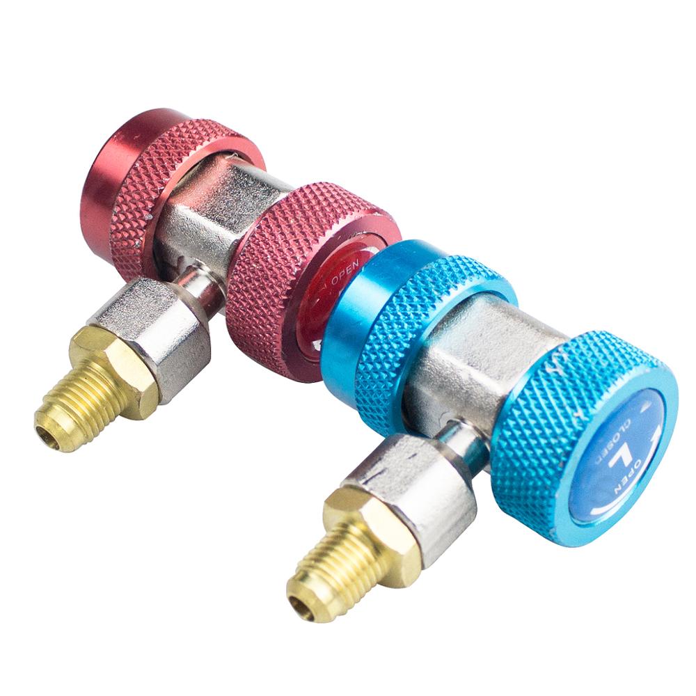 PMFC 1 Pair High Low Connector Manifold Adapter R134A AC Air Condition Adjustable Quick Coupler Refrigerant Manifold Gauge Set