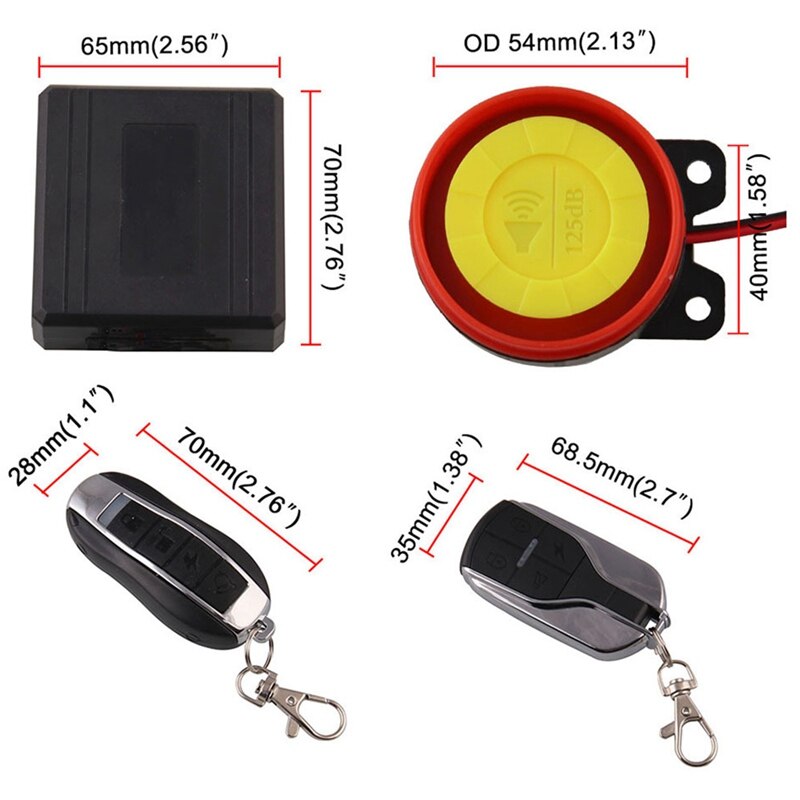 12V Universal Motorcycle Alarm System Scooter Anti-theft Security Alarm System Remote Control Key Fob Anti-theft