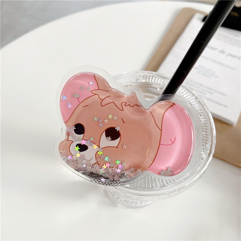 universal cute quicksand bear mobile phone grip telescopic mobile phone holder finger holder for all mobile phones: G