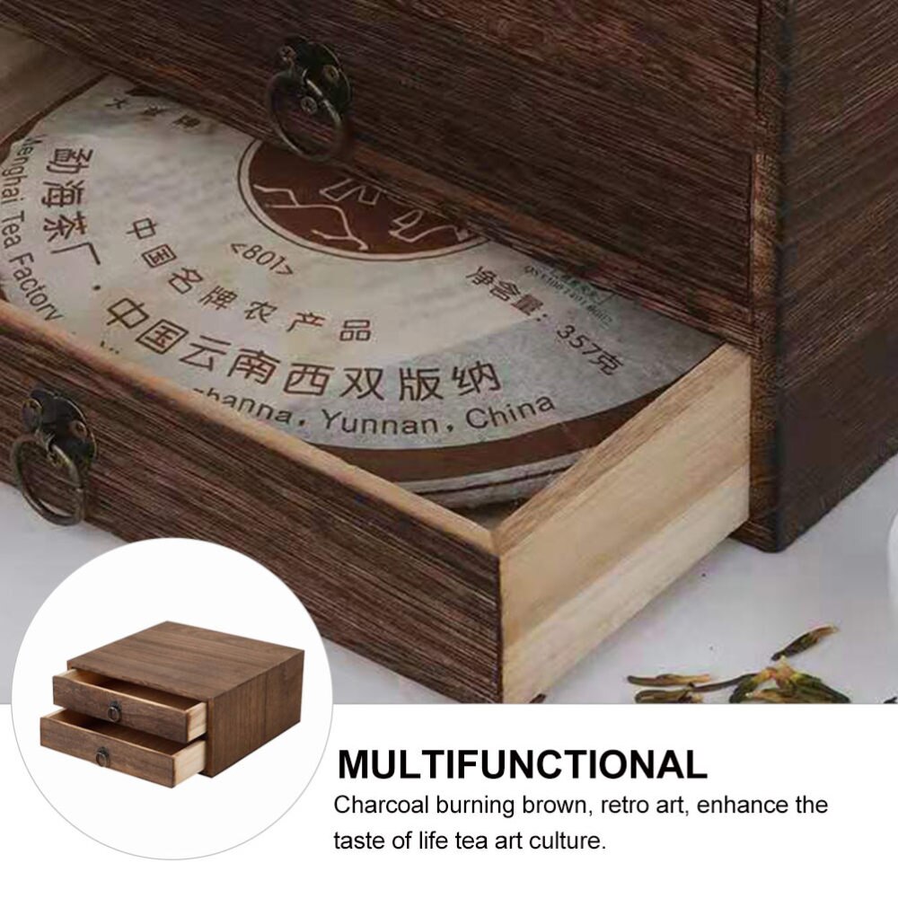 1 Set of High Grade Tea Box Vintage Tea Drawer Pu'er Tea Box Wooden Tea Box