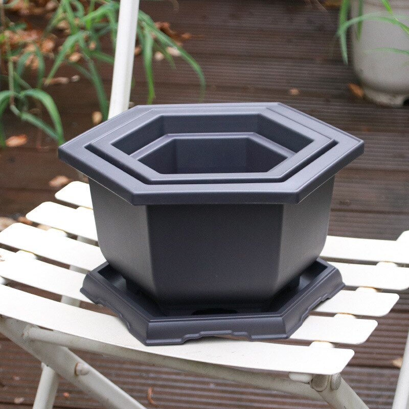 Pot de fleurs Hexagonal en plastique, Imitation sable violet, pour la maison, le jardin, pépinière