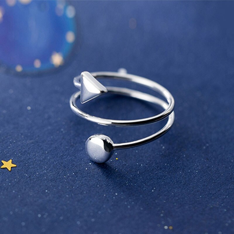 INZATT-anillo en espiral minimalista para mujer, de plata de ley 925% auténtica, accesorios de joyería delicada, triangulares redondos de geometría para