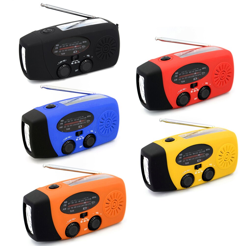 Portable Hand Radio Solar Crank AM/FM/NOAA Weather Radio Emergency Flashlight USB Charging Multifunctional Hand Crank