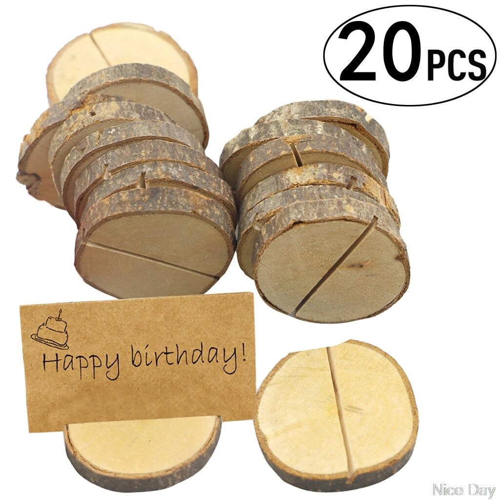 20 sztuk naturalne drewno klipsy na notatki ramka na fotografię biznes stojak na karty wiadomość organizator: 1971