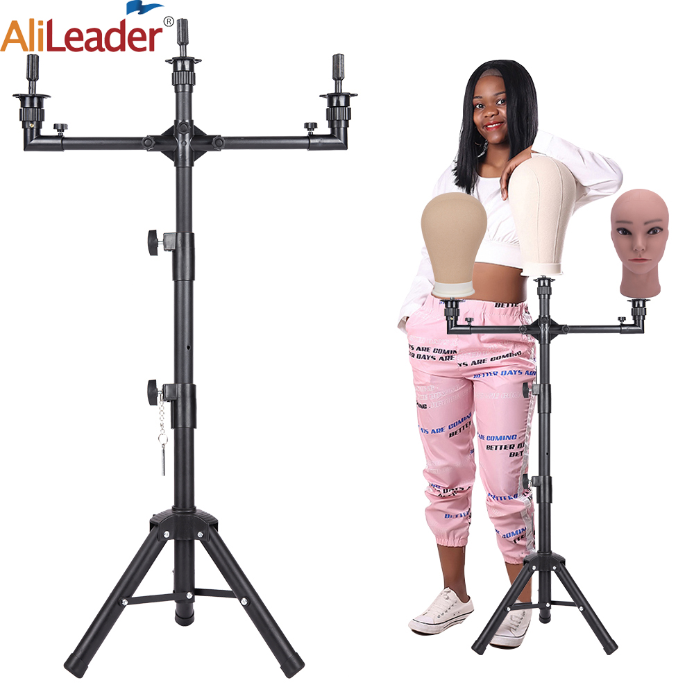 soporte para pelucas con tres soportes para cabeza de lona para hacer peluca, cabeza de maniquí para exhibición de peluca, cabeza de muñeca para formación en peluquería